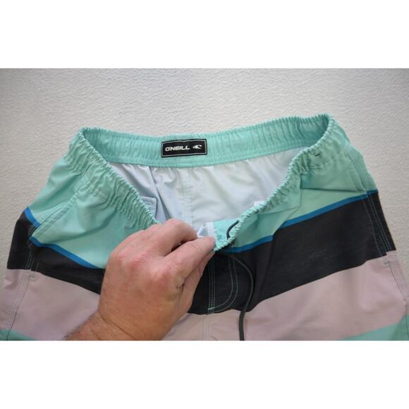 Oneill Board Shorts Athletic Striped Surf Water Stretch Mens Medium - Picture 4 of 7